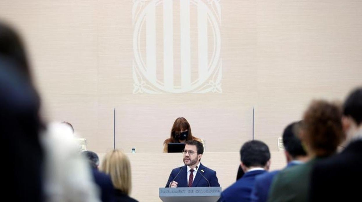 Aragonès, durante su intervención en el Parlament, el pasado viernes