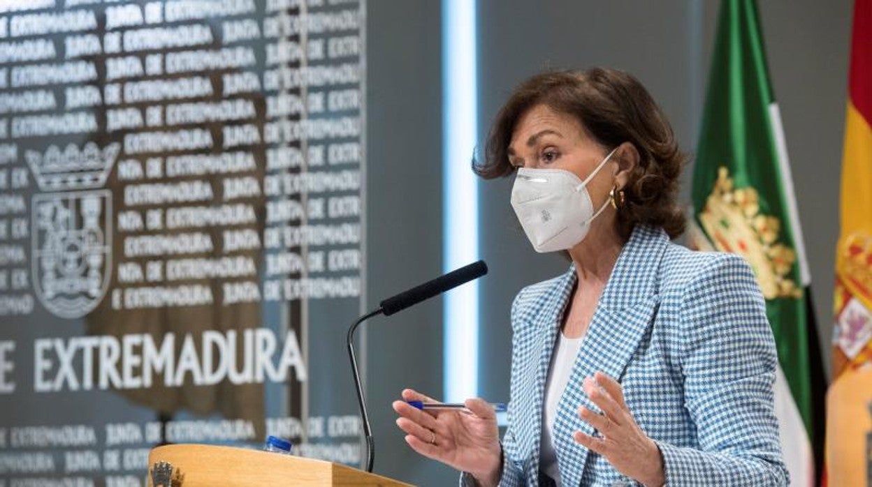 Carmen Calvo, vicepresidenta primera del Gobierno, hoy en Mérida