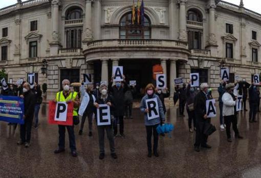 Un momento de la protesta reivindicativa en Valencia