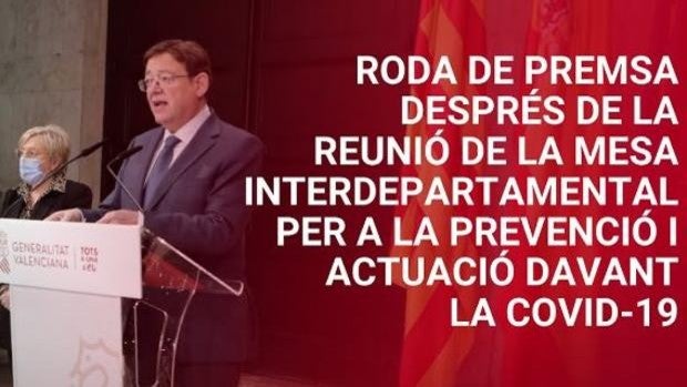 En directo: comparecencia de Ximo Puig para anunciar las nuevas restricciones por el coronavirus