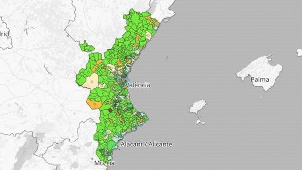 Mapa y listado de los últimos rebrotes de coronavirus y la situación en residencias de la Comunidad Valenciana