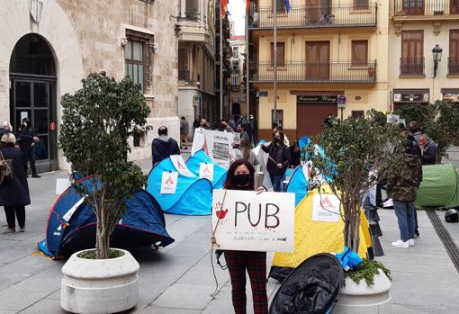 Imagen de la protesta del ocio nocturno este martes en Valencia