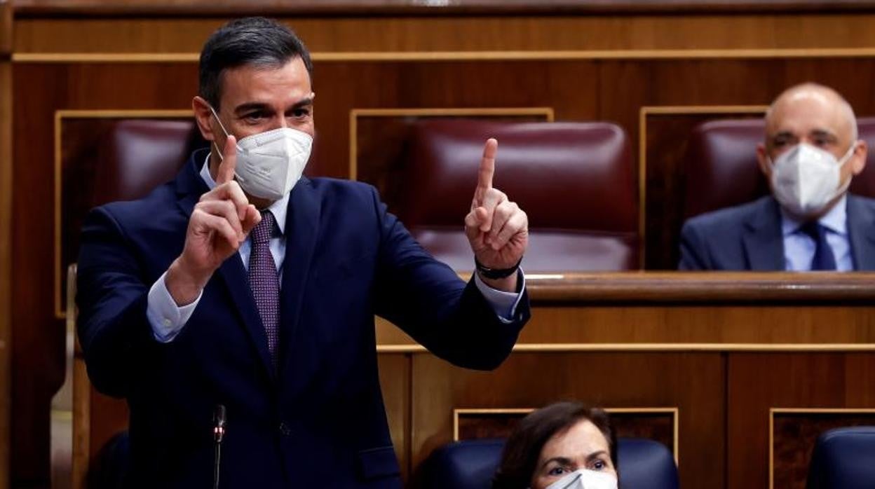 El presidente del Gobierno, Pedro Sánchez, en el Congreso