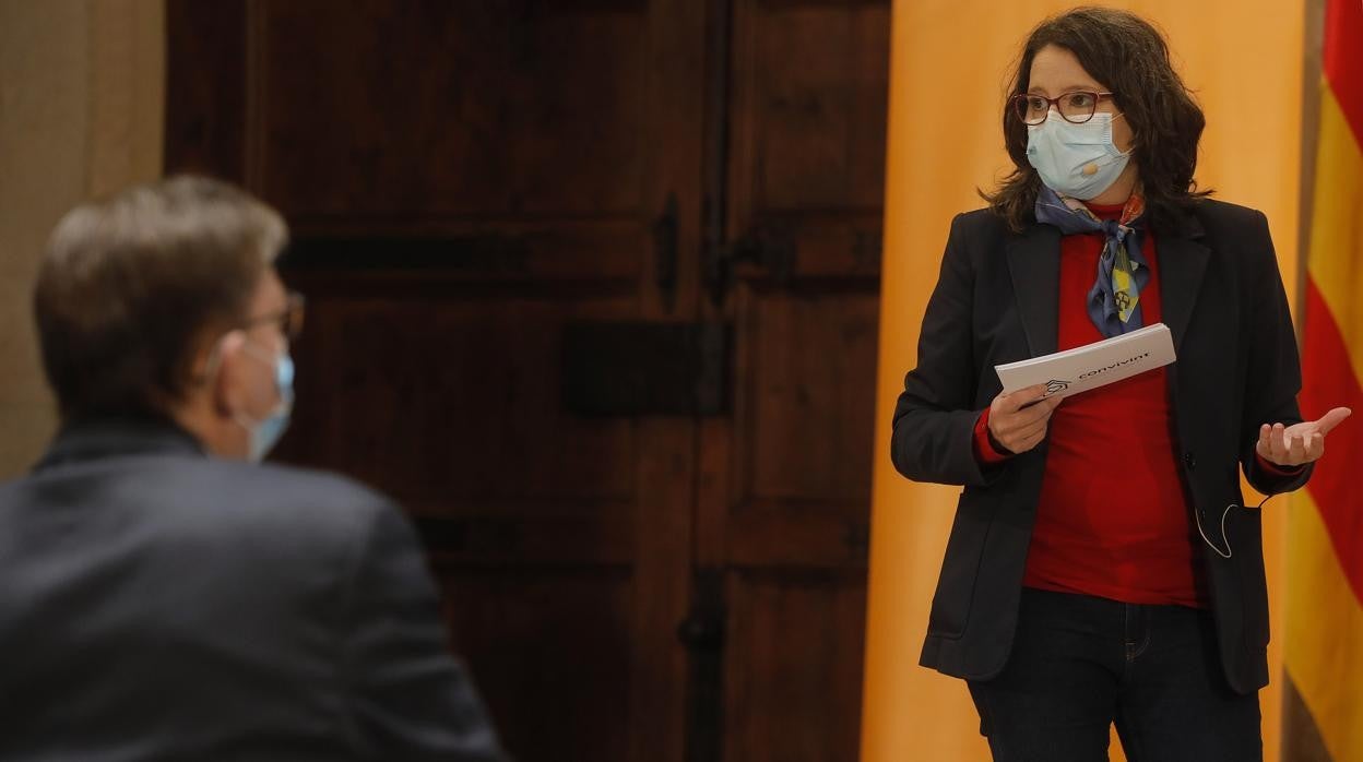 Imagen de la vicepresidenta del Consell, Mónica Oltra, durante un acto en el Palau de la Generalitat