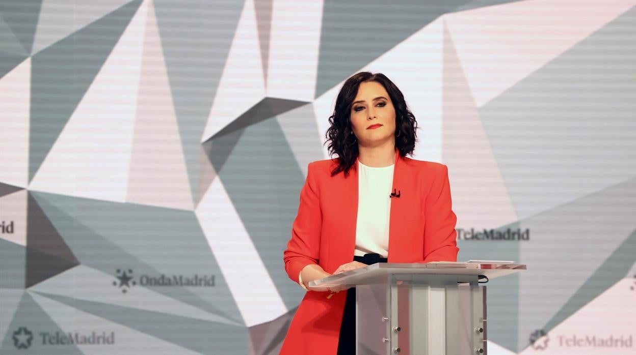Isabel Díaz Ayuso durante el debate de Telemadrid