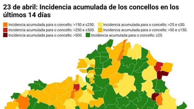 Coronavirus Galicia: comprueba en el mapa la incidencia y los casos de tu concello este viernes