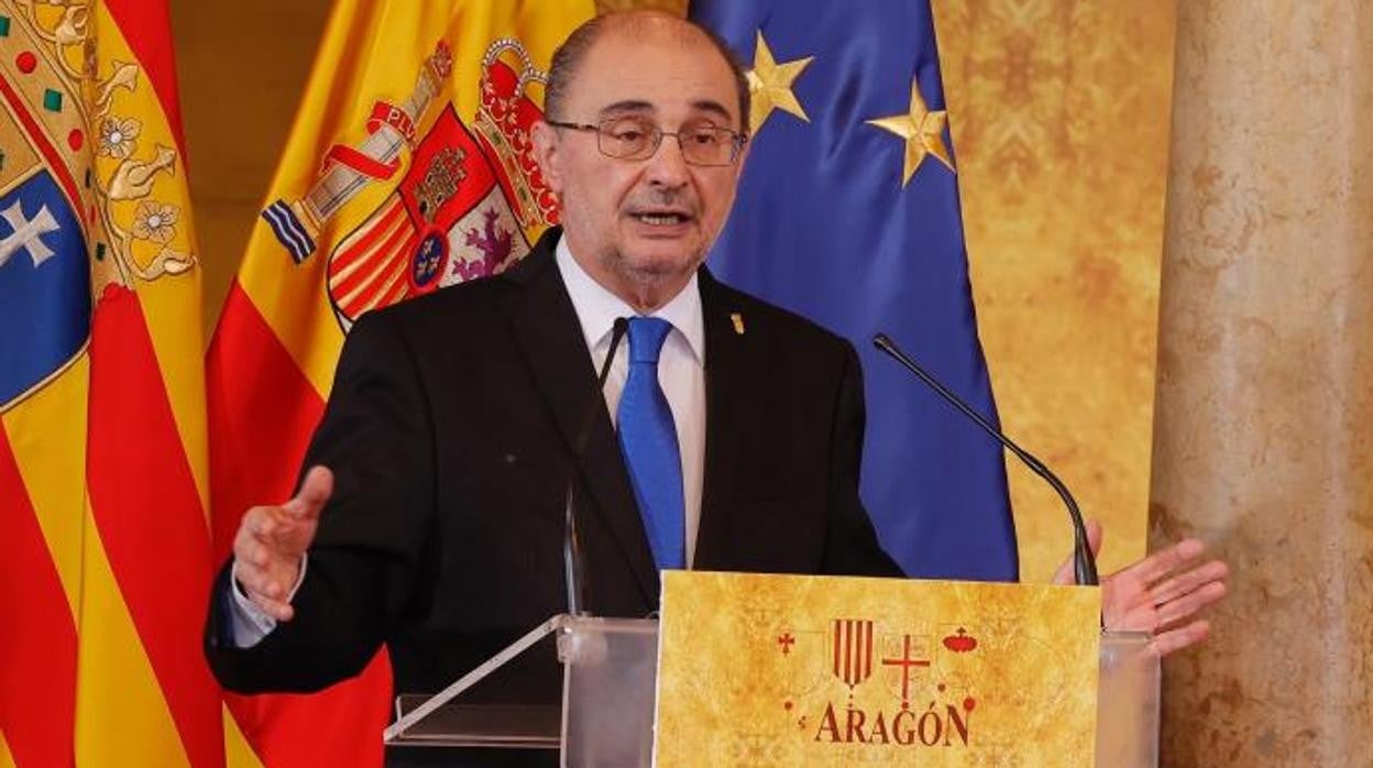 Javier Lambán, este viernes, durante su discurso institucional por el Día de Aragón, San Jorge