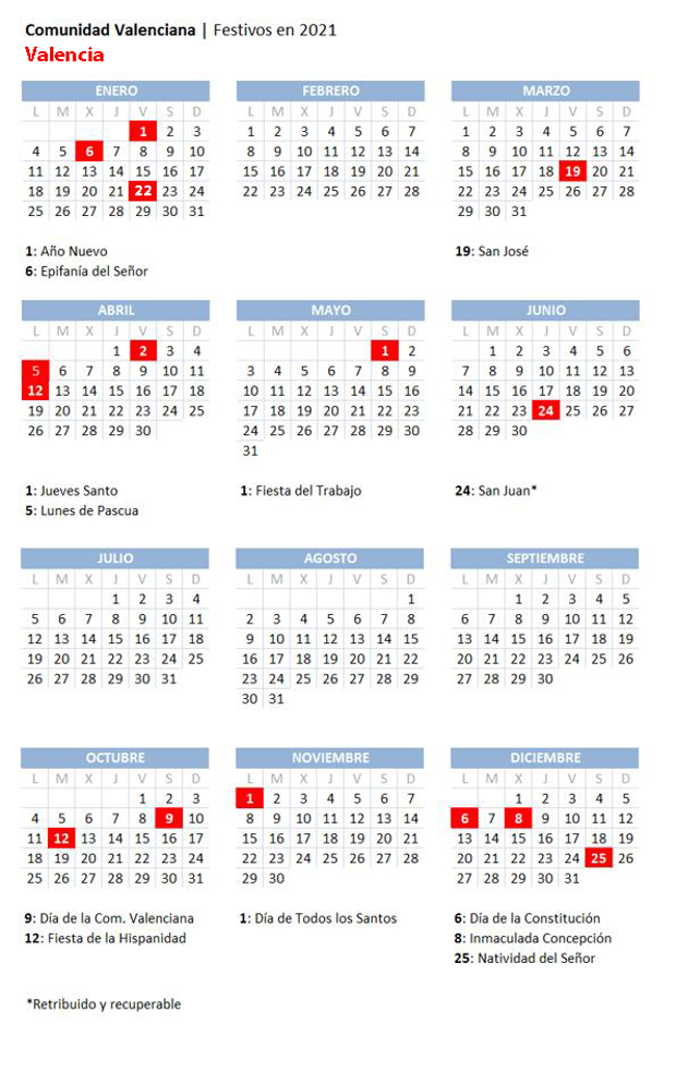 Calendario laboral y de las nuevas restricciones en Valencia hasta el final del estado de alarma