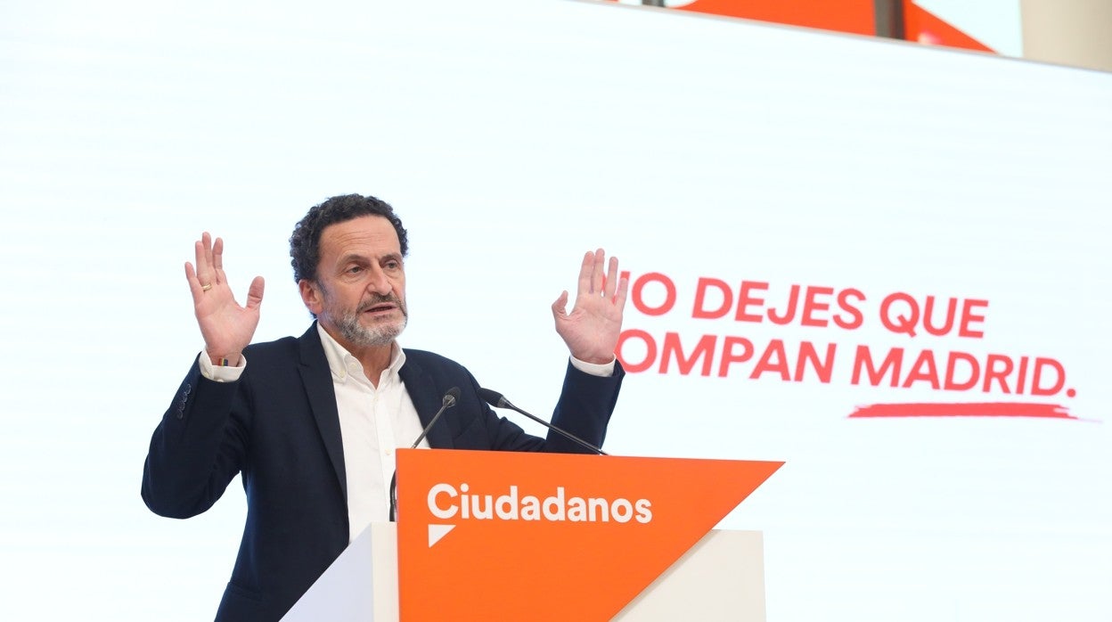 Edmundo Bal, candidato de Cs el 4-M, en rueda de prensa desde la sede del partido