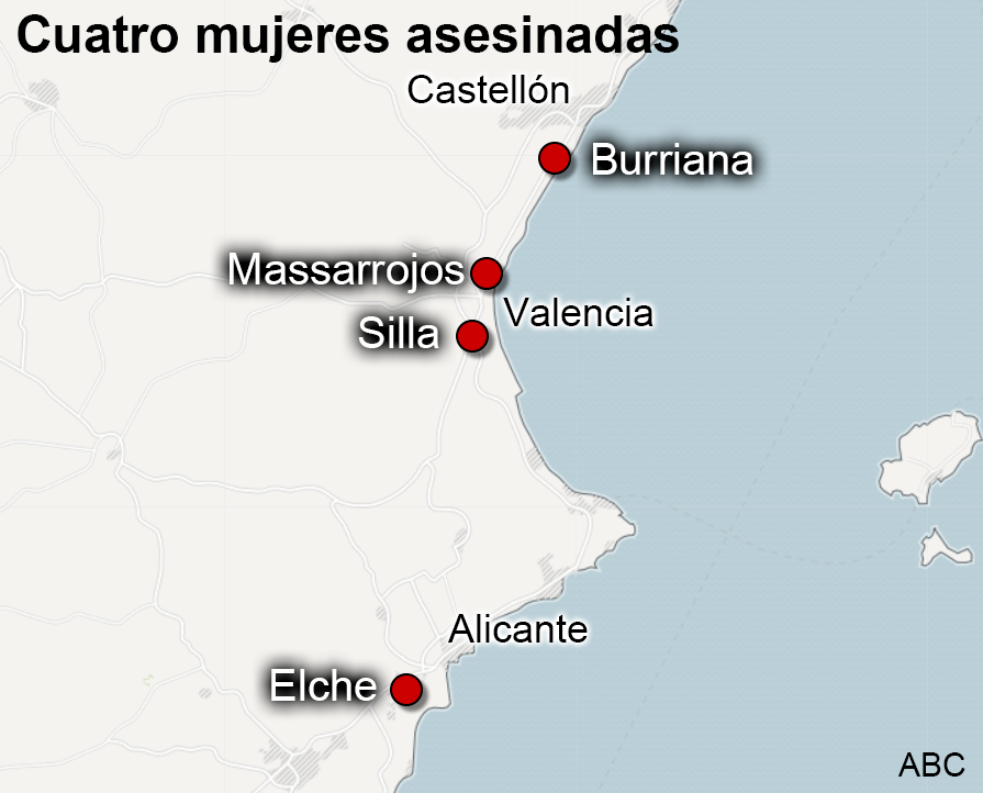 Lugares donde vueron encontrados los cuerpos