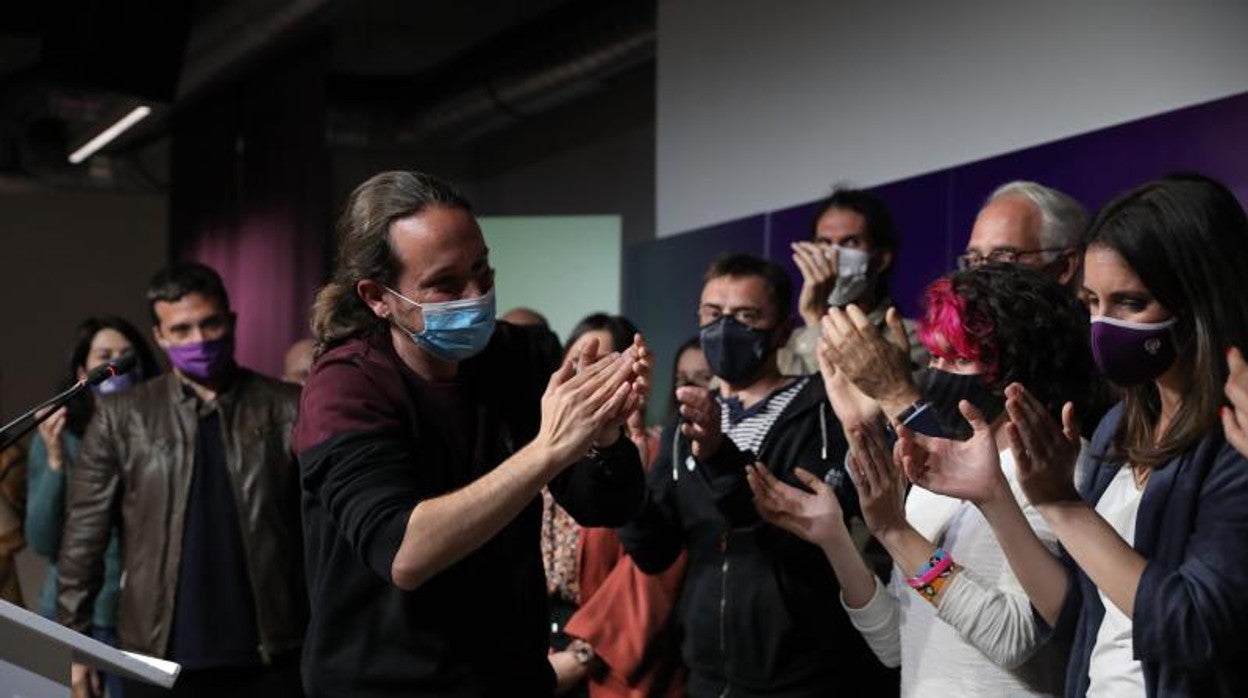 Pablo Iglesias, tras conocer los resultados electorales en la Comunidad de Madrid y anunciar que abandona la política