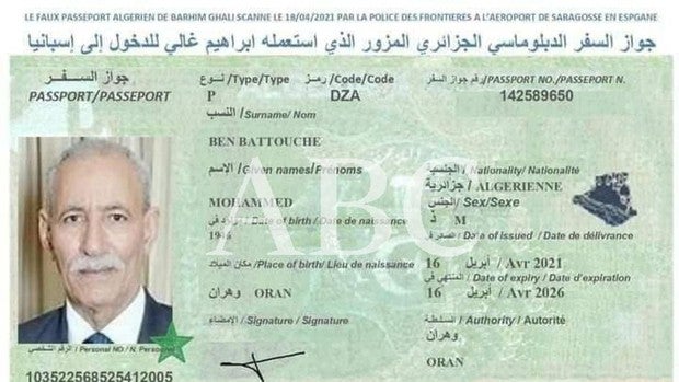 Así es el pasaporte falso con el que Brahim Ghali entró en España