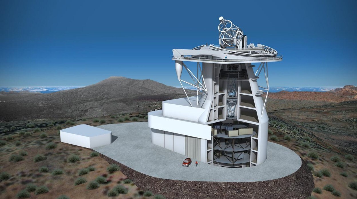 Simulación del Telescopio Solar Europeo en su localización en La Palma