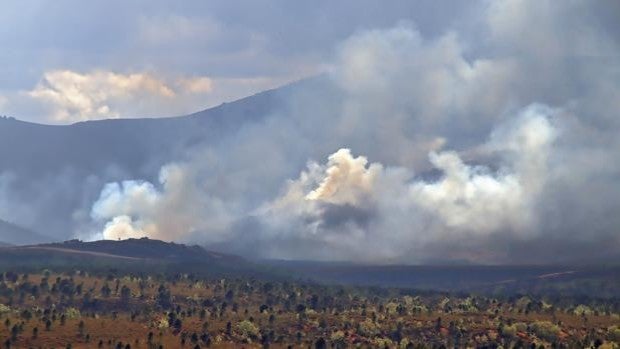 El incendio declarado en el campo de tiro del Teleno (León) afecta ya a 600 hectáreas