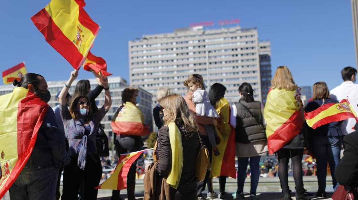 Manifestación celebrada en octubre contra el estado de alarma en la Plaza de Colón