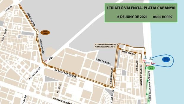 Cortes de tráfico y nuevos horarios del transporte público este domingo en Valencia por un Triatlón