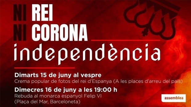 El independentismo llama a quemar fotos del Rey y mostrarle su rechazo en la visita a Barcelona mañana