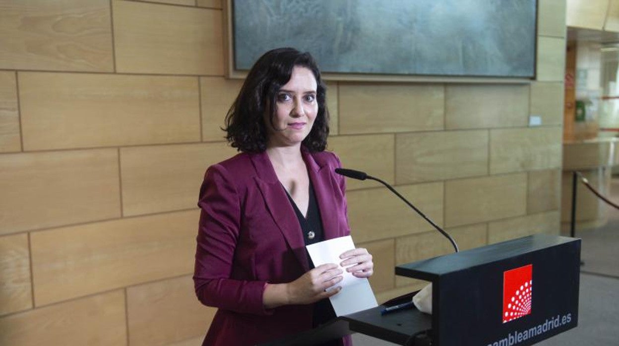 La presidenta de la Comunidad de Madrid, Isabel Díaz Ayuso