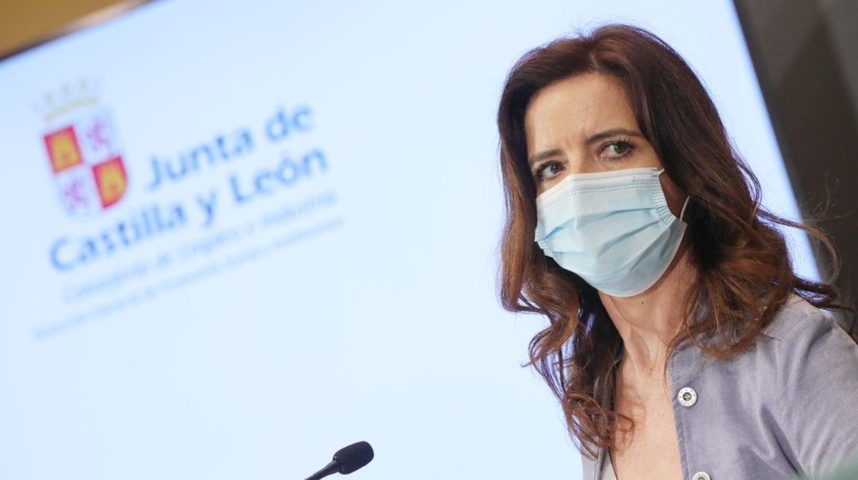 La consejera de Empleo e Industria, Ana Carlota Amigo, durante la rueda de prensa