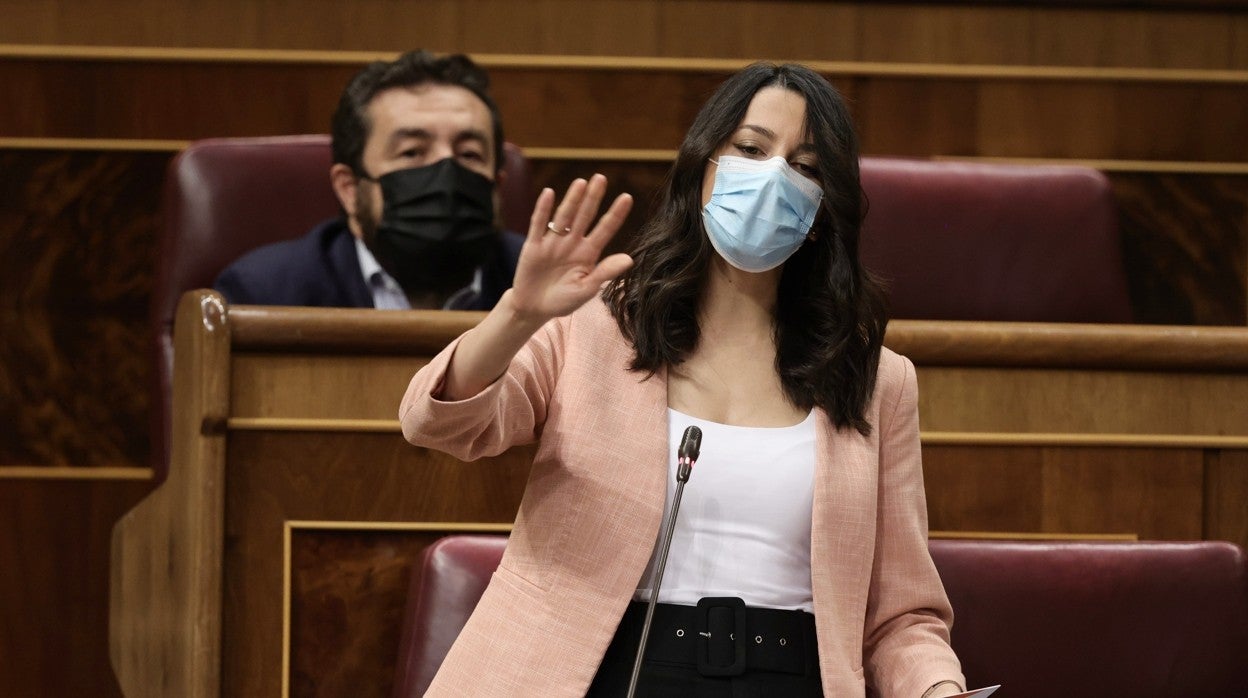 Inés Arrimadas, este miércoles, en la sesión de control al Gobierno, en el Congreso