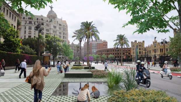 Valencia proyecta un gran bulevar peatonal en el centro con un solo carril para coches en dos kilómetros