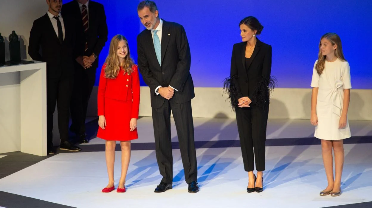 La Familia Real, en 2019, durante la ceremonia de entrega de premios de la Fundación Princesa de Girona