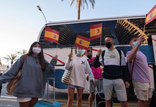 Imagen de un grupo de estudiantes tomada este jueves en Palma de Mallorca