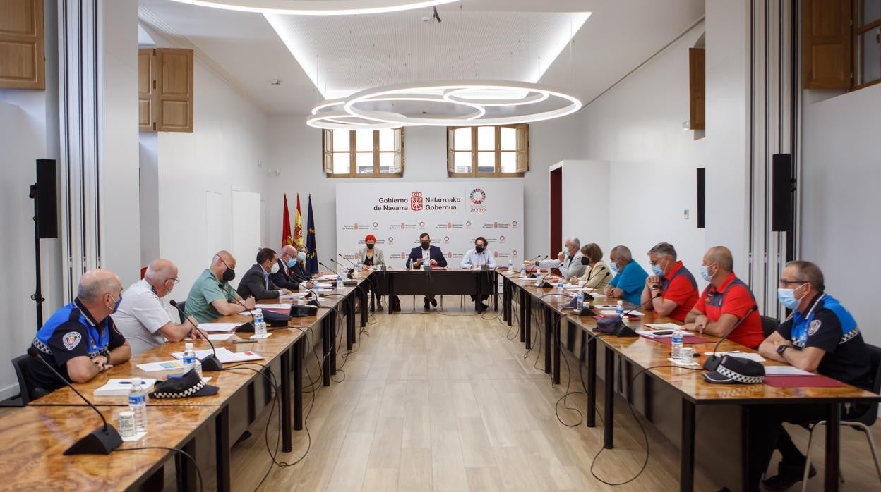 Imagen de la presentación el 1 de julio sobre las nuevas medidas que se aplicaban frente al Covid-19 a los cuerpos de seguridad.