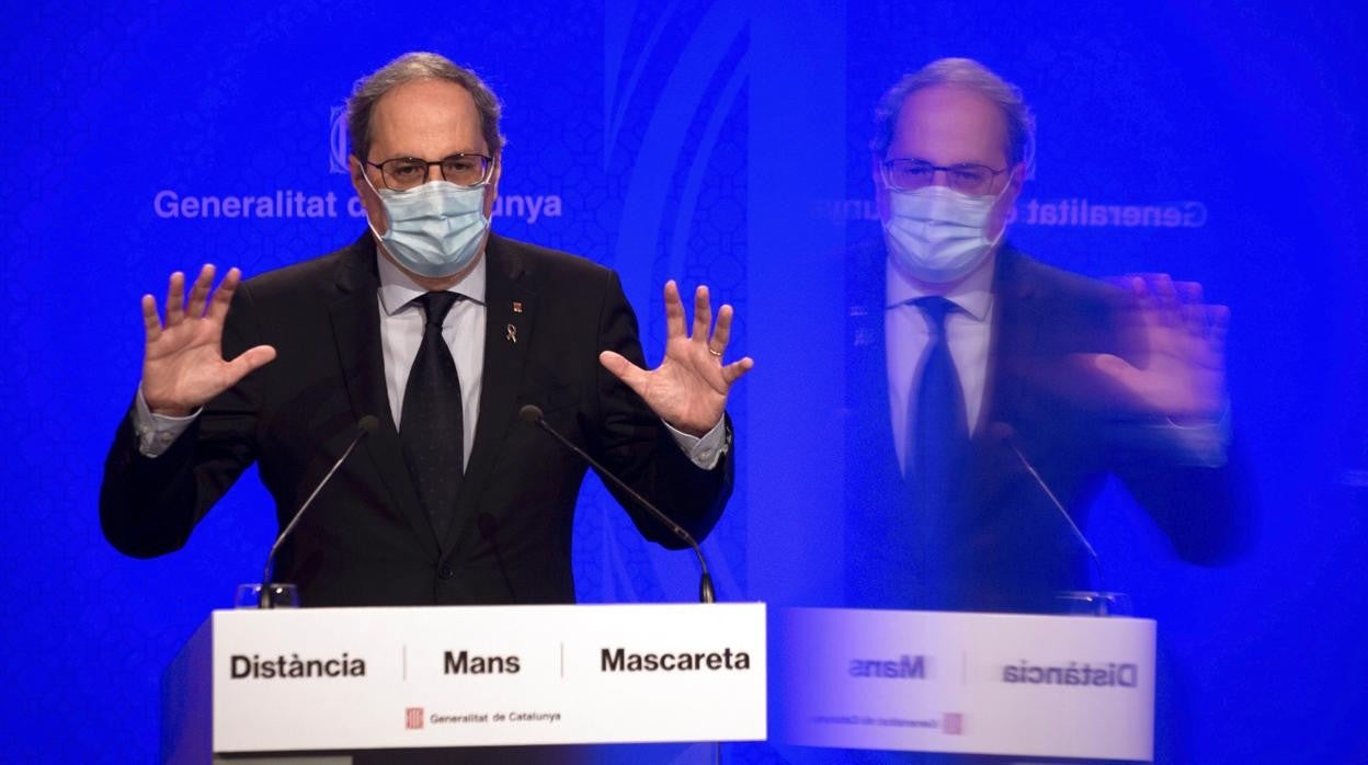 Quim Torra, en una rueda de prensa