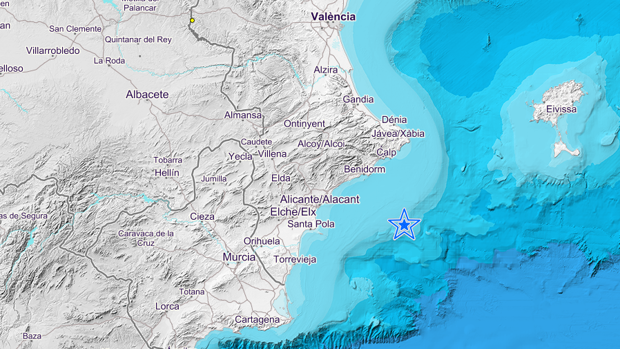 Registrado un terremoto de 2,5 grados frente a la costa de Santa Pola