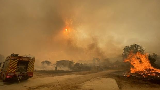 Herido un bombero forestal al ser atropellado por un camión cuando trabajaba en el incendio de Navalacruz