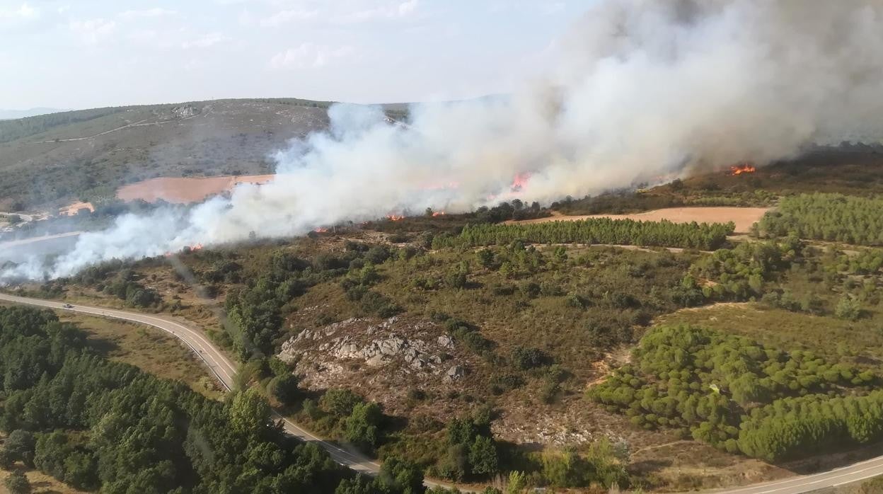 Foto aérea del incendio de Carracedo de Vidriales (Zamora)