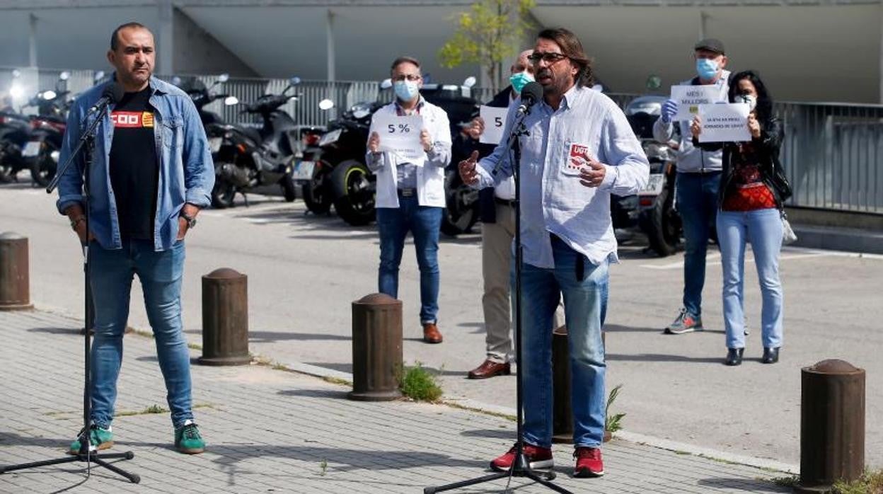 Los líderes catalanes de CC.OO, Javier Pacheco (i) y UGT ,Camil Ros (d)