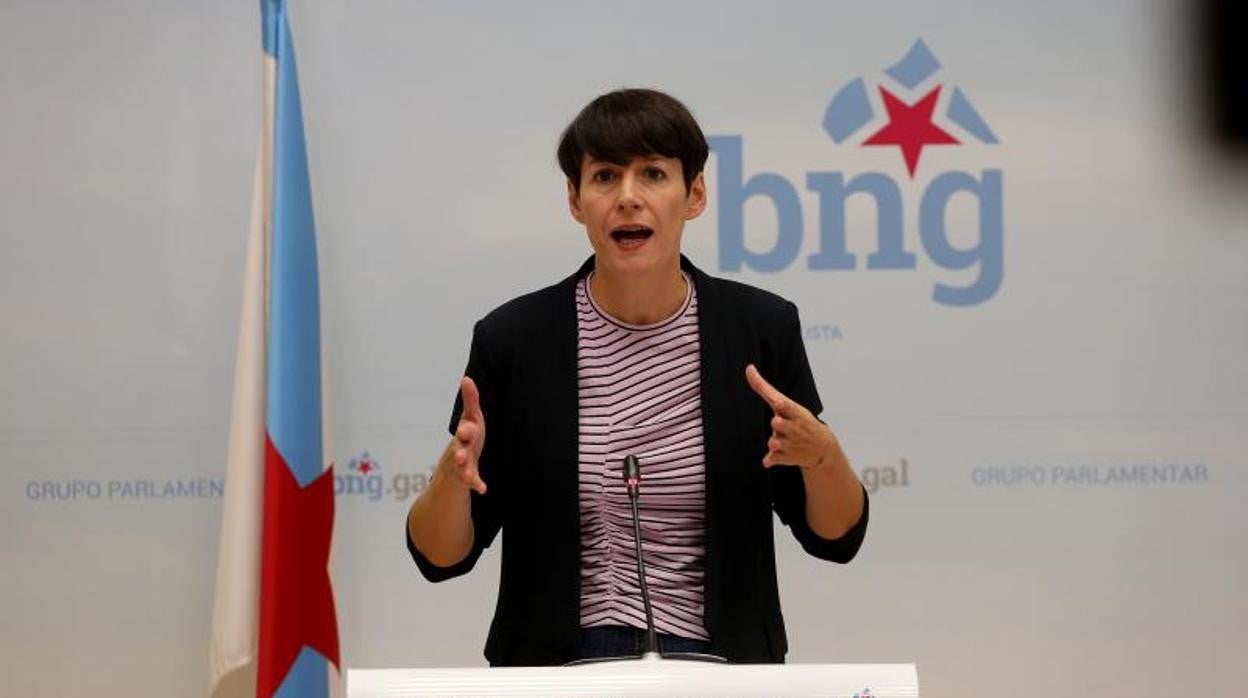 La líder del BNG, Ana Pontón, durante una rueda de prensa, este pasado lunes