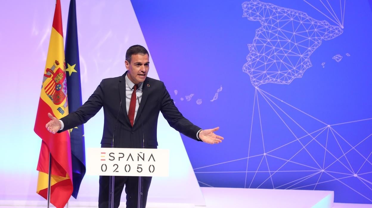 Pedro Sánchez durante la presentación de España 2050