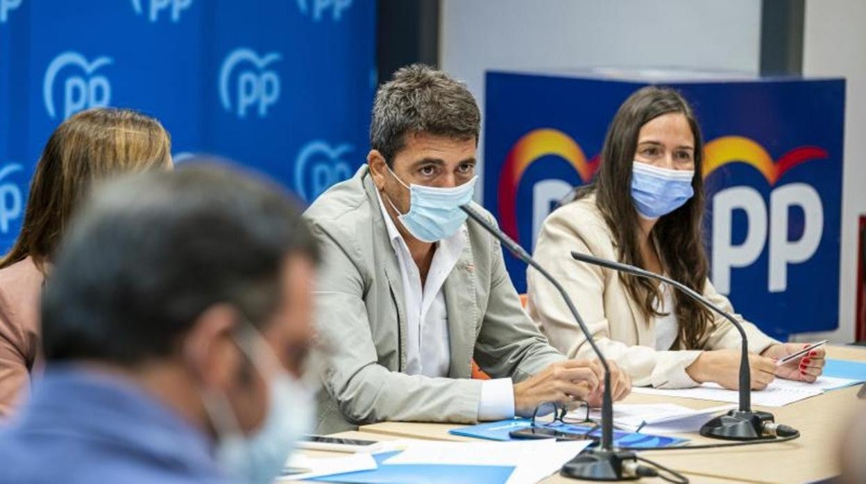 Carlos Mazón, en una reunión con senadores y diputados del PP valenciano