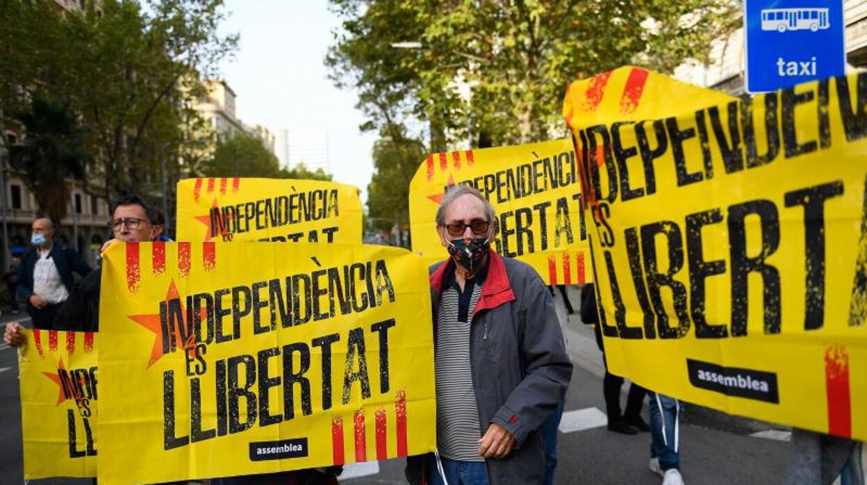 Un manifestante, este viernes en Barcelona