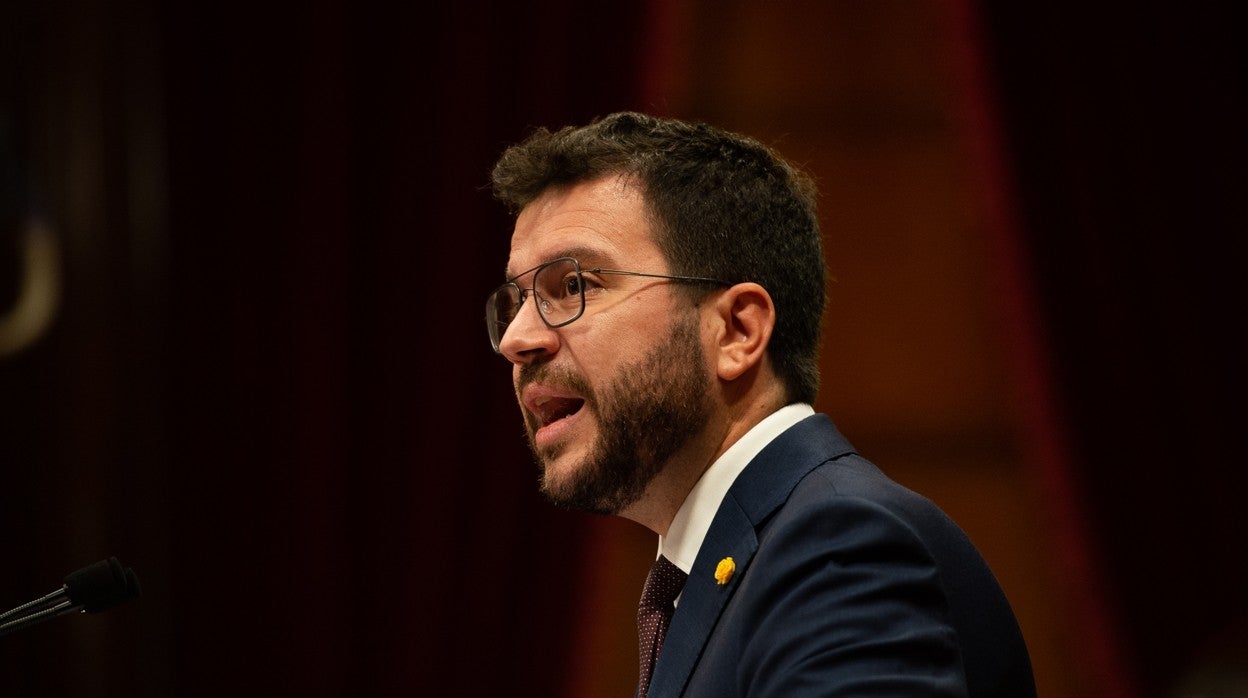 Pere Aragonès, durante su intervención en el Parlament