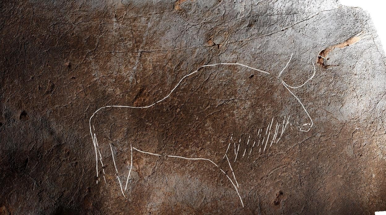 Una de las pinturas rupestres halladas en la cueva Alkerdi 2 en la localidad navarra de Urdax.