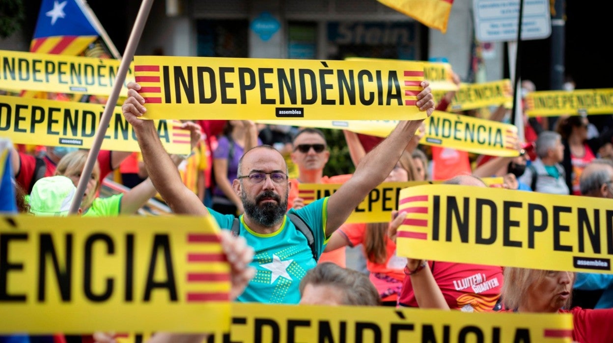 Independentistas recordando el 1-0 el viernes en Gerona