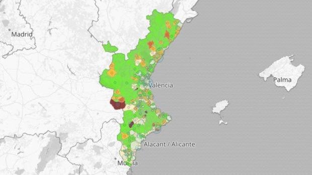 Estos son los municipios de la Comunidad Valenciana en riesgo extremo, alto y medio de propagación del coronavirus