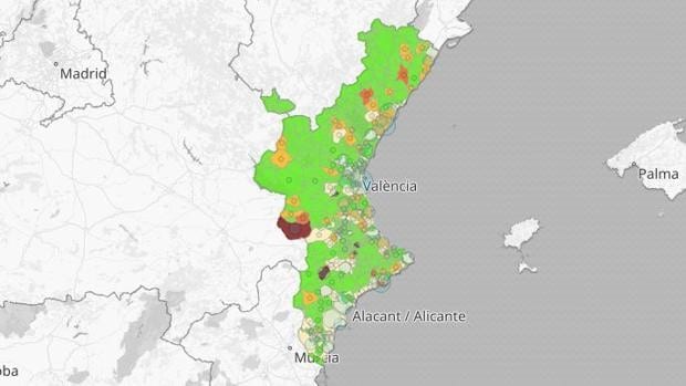 Lista de municipios valencianos en riesgo extremo y alto de propagación del coronavirus