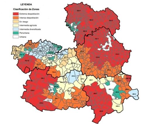 Así queda el mapa de la despoblación en Castilla-La Mancha