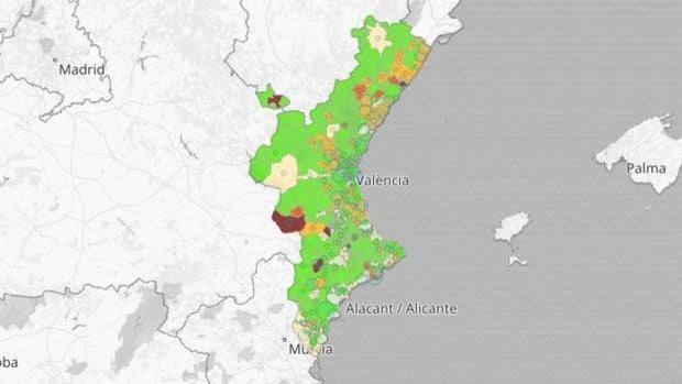 Estos son los municipios de la Comunidad Valenciana con mayor riesgo de propagación de contagios del coronavirus