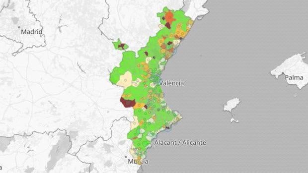 Los veinte municipios de la Comunidad Valenciana con la incidencia del coronavirus más alta