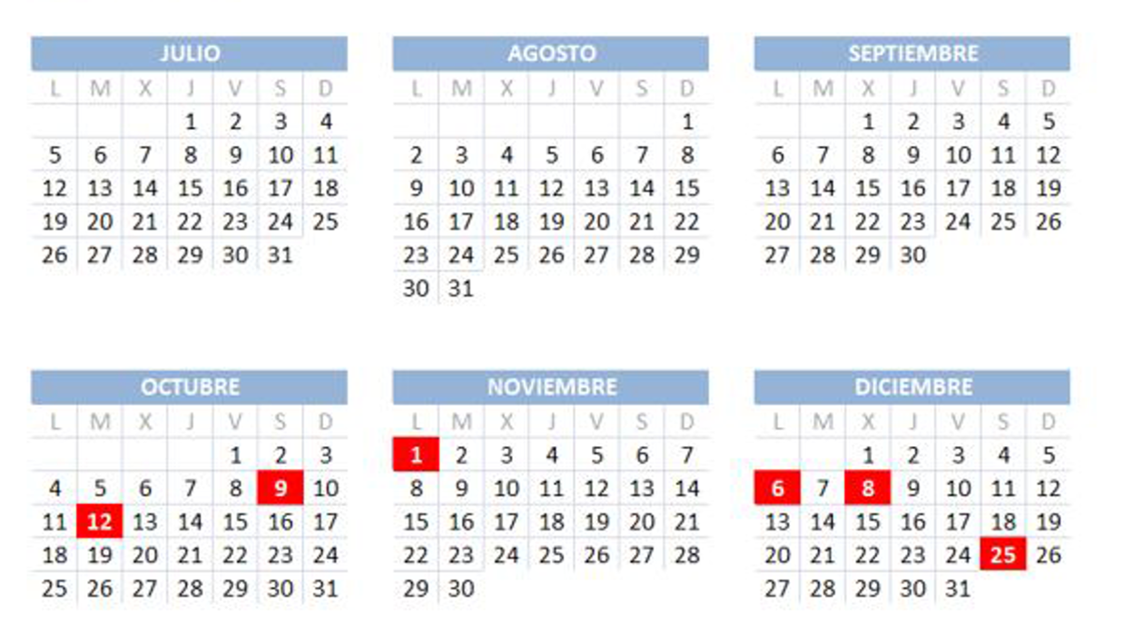 Calendario laboral 2021 en Valencia: festivos y puentes hasta final de año y días no laborables en Navidad