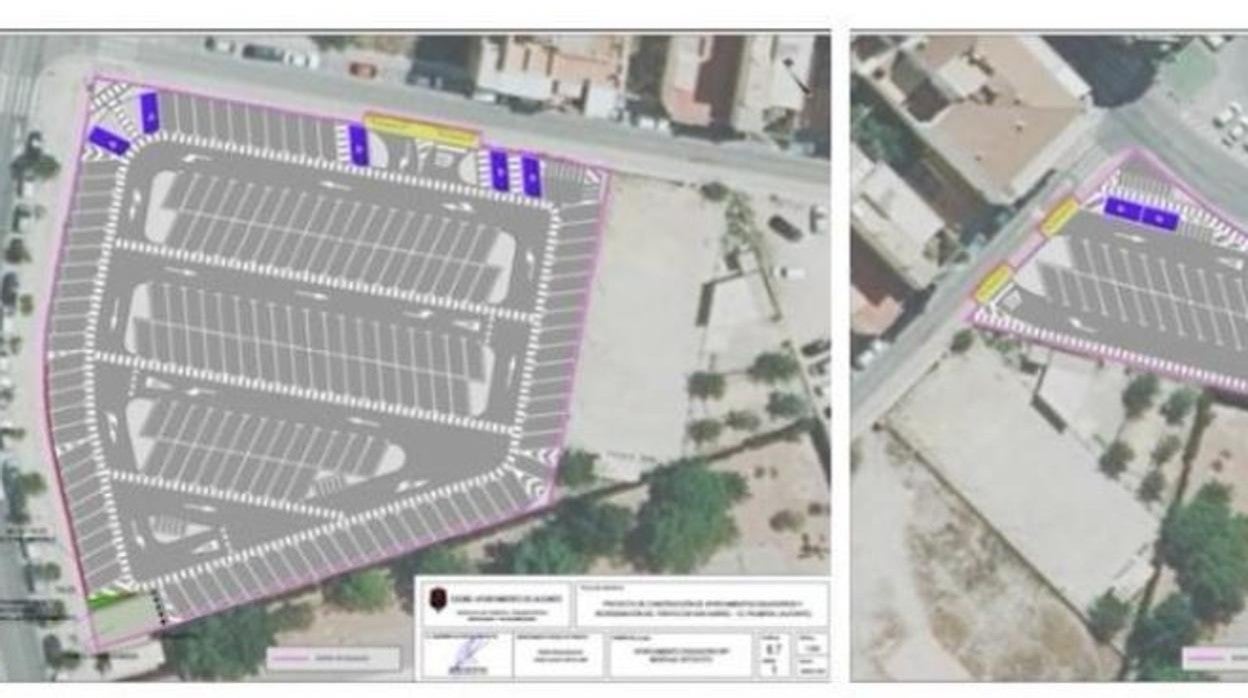 Situación de los dos aparcamientos disuasorios que se construirán en San Gabriel-El Palmeral