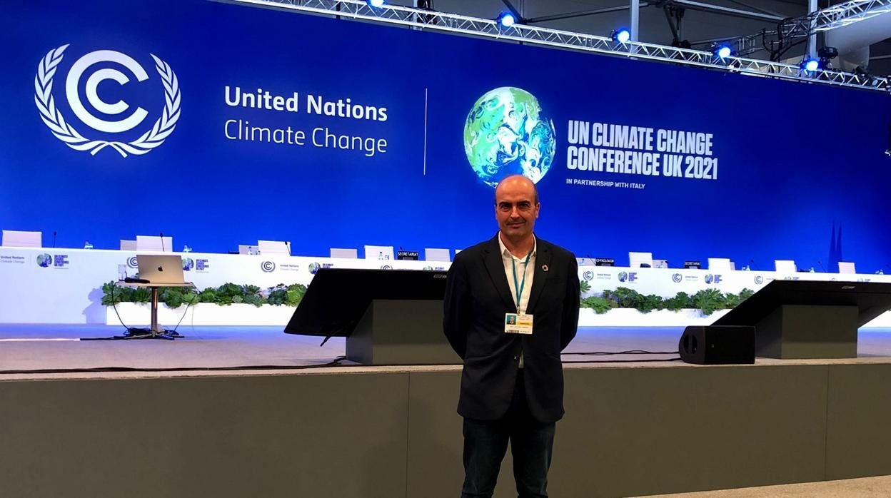 Imagen del responsable de Sostenibildad de Global Omnium. Juan Luis Pozo, en la Cumbre del Clima COP 26 de Glasgow