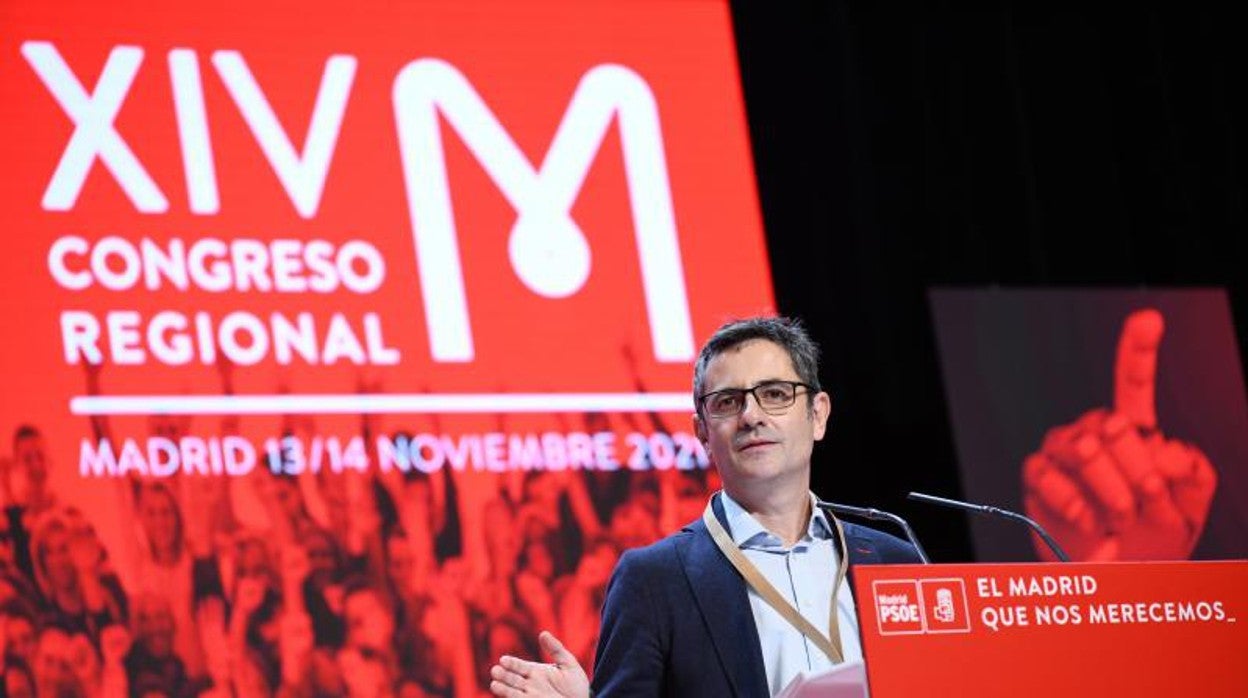 El ministro de la Presidencia, Félix Bolaños, en la clausura del congreso regional del PSOE de Madrid