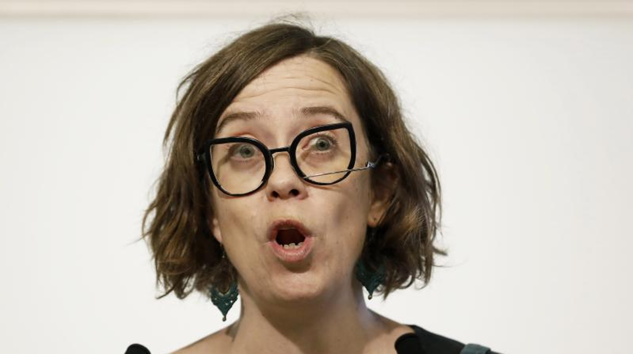 Eulàlia Reguant, portavoz de la CUP en el Parlamento de Cataluña, ayer durante la rueda de prensa